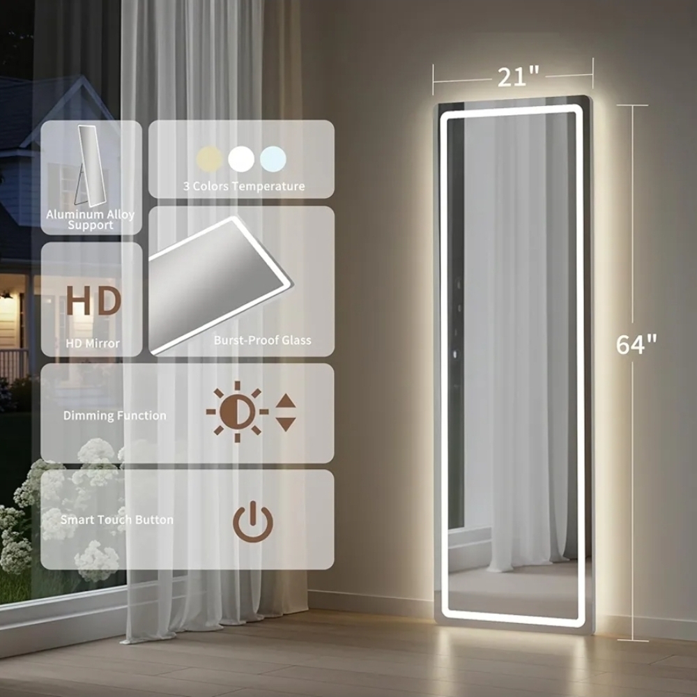 LED Full-Length Mirror with Touch Control